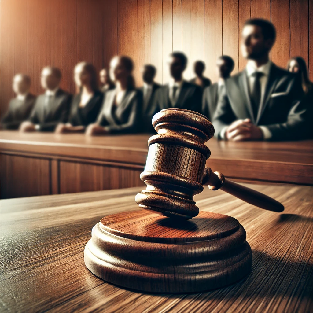 mass tort jurors in court with gavel in front